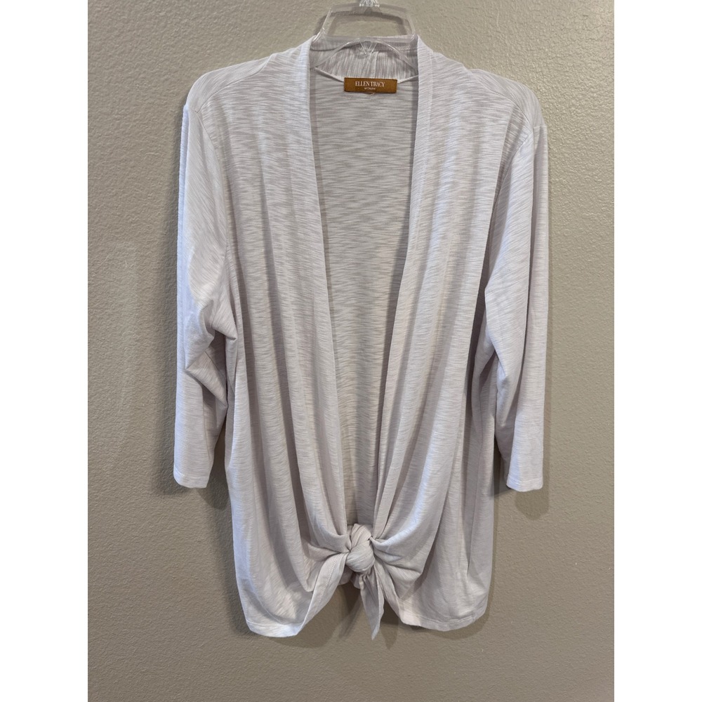Ellen Tracy Woman Tie Front Cardigan Lightweight Knit‎ Top Cover Up
